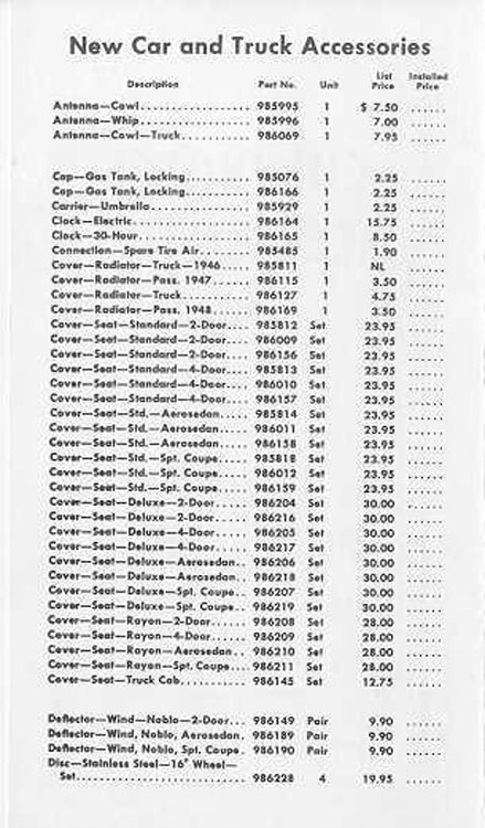 1948 Chevrolet Accessories Booklet Page 4